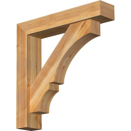 Ekena Millwork Balboa Block Rough Sawn Bracket w/ Offset Brace, Western Red Cedar, 6"W x 30"D x 30"H BKT0604X30X30BOA05RWR